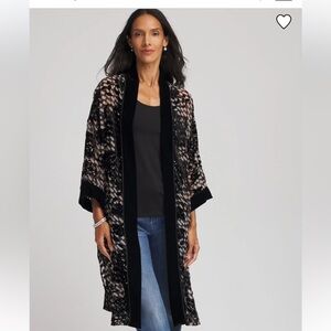 Chico's Black Embroidered Sheer Kimono Duster CNN